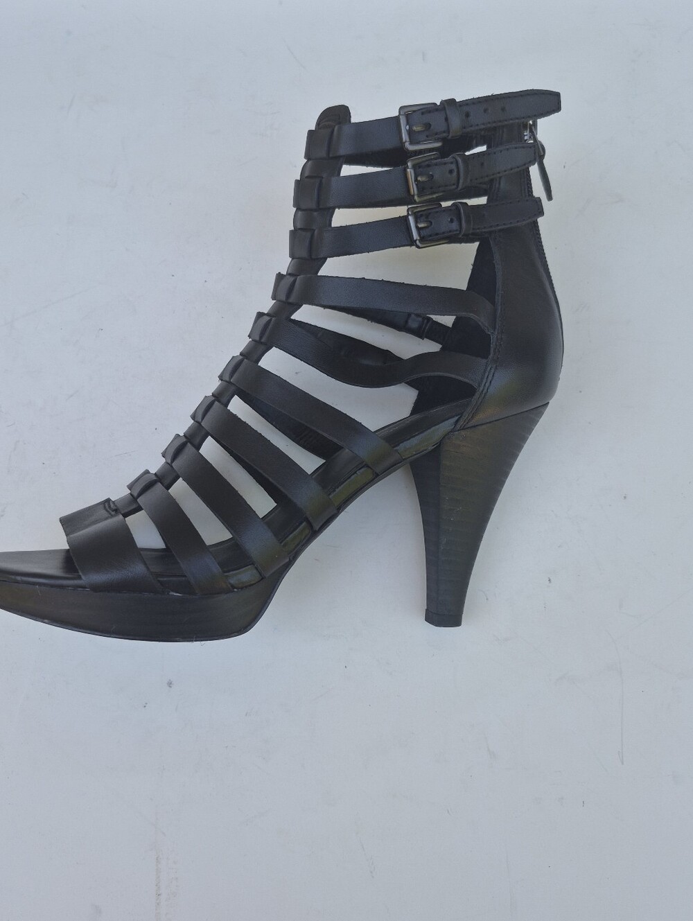 Via Spiga Black Leather Strappy Gladiator High Heels